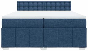 Cama com molas/colchão 200x200 cm tecido azul