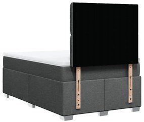 Cama boxspring com colchão 120x190 cm tecido cinzento-escuro