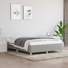 Estrutura de cama sem colchão 140x190 cm tecido cinzento-claro