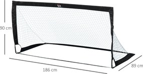 Balizas de Futebol Dobráveis para Crianças e Adultos com Saco de Transporte para Exterior Treino 183x90x90 cm Preto
