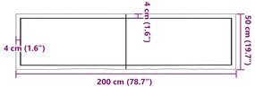 Prateleira de parede 200x50x(2-6)cm carvalho maciço não tratado
