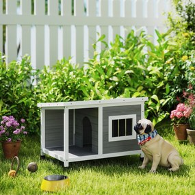 PawHut Casa para Cães de Madeira 85,5x62x60cm Casa para Animais de Est
