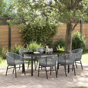 vidaXL Conjunto de Jantar para Jardim 7 pcs Cinzeto Rattan Sintético