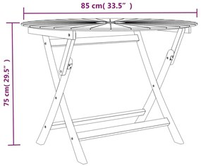Mesa de jardim dobrável Ø 85x75 cm madeira de teca maciça