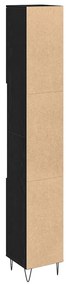 Armário de Banheiro vidaXL Preto Carvalho 30x30x190 cm Madeira Engenha