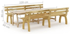 Conjunto de jantar p/ jardim 3 pcs madeira de pinho impregnada