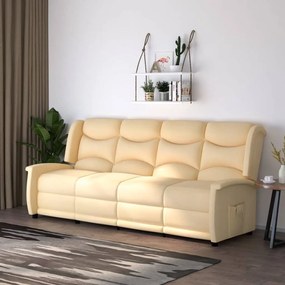 vidaXL Sofá reclinável 4 lugares tecido microfibra cor creme