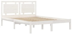 Estrutura de cama casal 135x190 cm madeira maciça branco