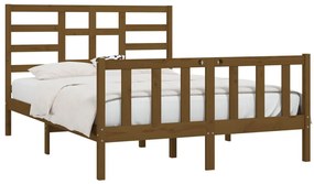 Estrutura cama king 150x200 cm madeira maciça castanho-mel