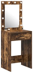 Mesa de Maquilhagem com Luzes LED Carvalho Fumado 50x41x135 cm