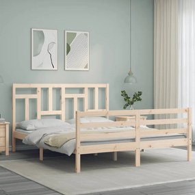 Estrutura de cama com cabeceira 160x200 cm madeira maciça