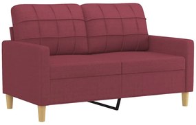 3 pcs conjunto de sofás com almofadões tecido vermelho tinto
