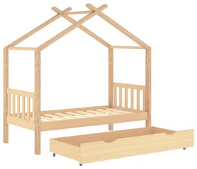 Estrutura de cama para criança c/ gaveta 80x160 cm pinho maciço
