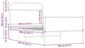 Estrutura cama s/ colchão derivados de madeira carvalho sonoma