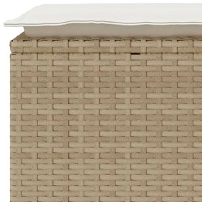Banco de jardim com almofadão 110x40x44 cm vime PE bege