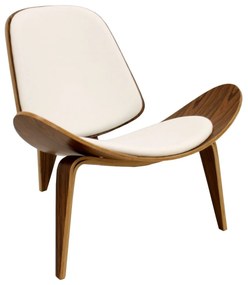 Poltrona NORDIC – Pau Rosa e Pele Sintética Branca – 89x79x76 cm