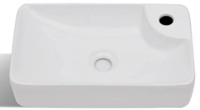 Pia de cerâmica para banheiro + furo torneira, branco