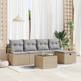 Conjunto de Sofá de Jardim vidaXL com Almofadas Bejas de Rattan Políme