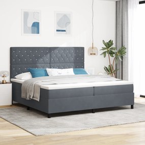 Cama Box Spring vidaXL com Colchão Cinza Escuro 200x200 cm Veludo