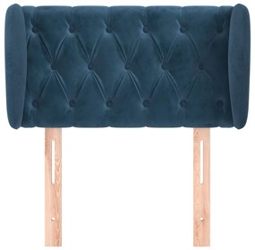 Cabeceira de cama c/ abas veludo 83x23x78/88cm azul-escuro
