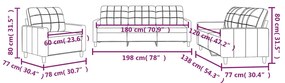 3 pcs conjunto de sofás com almofadões tecido cinzento-claro