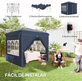 Tenda Dobrável Pop-Up Tenda 248x248x270 cm com 4 Paredes Laterais Anti