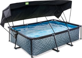 Piscina Stone 220x150x65cm com bomba de filtragem e cobertura - cinzenta