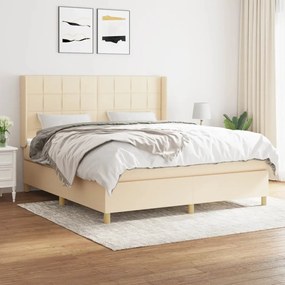 vidaXL Cama com molas/colchão 180x200 cm tecido cor creme