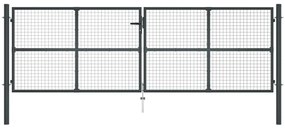 Portão de jardim em rede aço galvanizado 400x175 cm cinzento