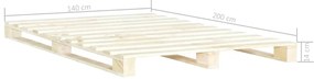Estrutura de cama em paletes pinho maciço 140x200 cm