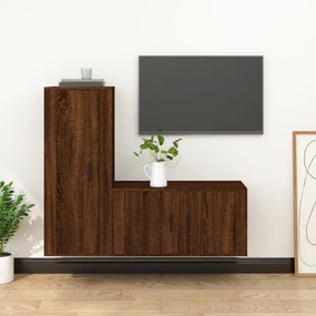 vidaXL Conjunto móveis de TV 2pcs madeira processada carvalho castanho