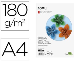 Cartolina 180 gr 100 Folhas Din A4 Vermelha