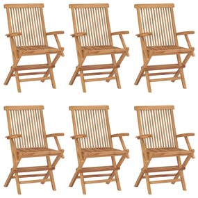 Cadeiras de jardim dobráveis 6 pcs madeira de teca maciça