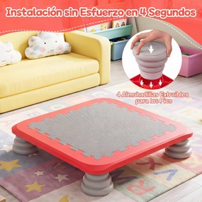 Mini-trampolim Infantil, 65 x 65 x 13 cm, Superfície Antiderrapante, Vermelho