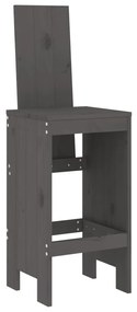 Cadeiras de bar 2 pcs 40x42x120 cm pinho maciço cinzento