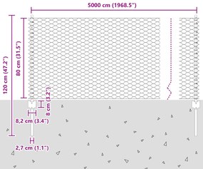Postes de Cerca vidaXL 11 pcs U-Channel Cinza 80 cm Aço