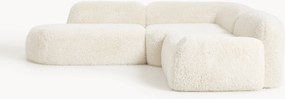 Sofá de canto modular em teddy com chaise longue Wolke (4 lugares)