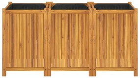 Vaso/floreira de jardim com forro 150x50x75 cm acácia maciça