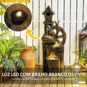 Fonte de Jardim 2 em 1 com Casa para Pássaros Fonte de Água de Exterio