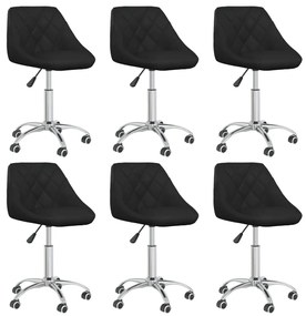 Cadeiras de jantar giratórias 6 pcs couro artificial preto