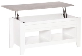 HOMCOM Mesa de Centro com Bancada Elevável Mesa de Centro com 2 Compartimentos Abertos Bancada de Imitação a Mármore 105x50x49cm