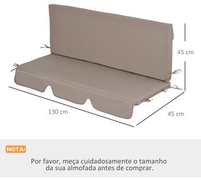 Outsunny Almofada para Baloiço de 2 Peças 130x45x5 cm Almofada para Ba