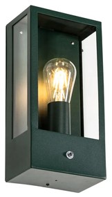 Candeeiro de parede exterior verde escuro com sensor crepuscular IP44 - Rotterdam Industrial