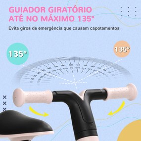 AIYAPLAY Bicicleta sem Pedais para Crianças acima de 18 Meses com Assento Ajustável em 30-36,5 cm Rodas de Ø19 cm 66,5x34x46,5 cm Rosa