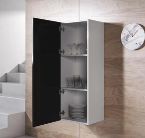 Armário de Parede Carreço – 40x126 cm – Branco e Preto – Suspenso ou c