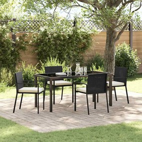vidaXL Conjunto de Jantar para Jardim 5 pcs Preto Rattan Sintético