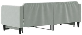 Sofá-cama com gavetão 80x200 cm veludo cinzento-claro