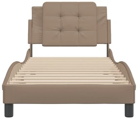 Estrutura cama c/ cabeceira couro artif. 90x190 cm cappuccino