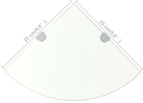 Prateleira canto suportes cromados vidro transparente 25x25cm
