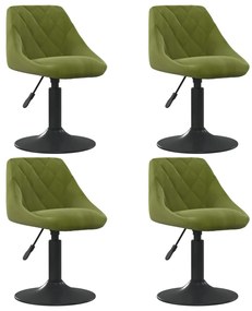 Cadeiras de jantar giratórias 4 pcs veludo verde-claro